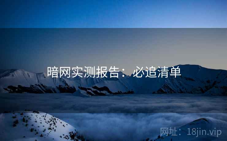 暗网实测报告：必追清单